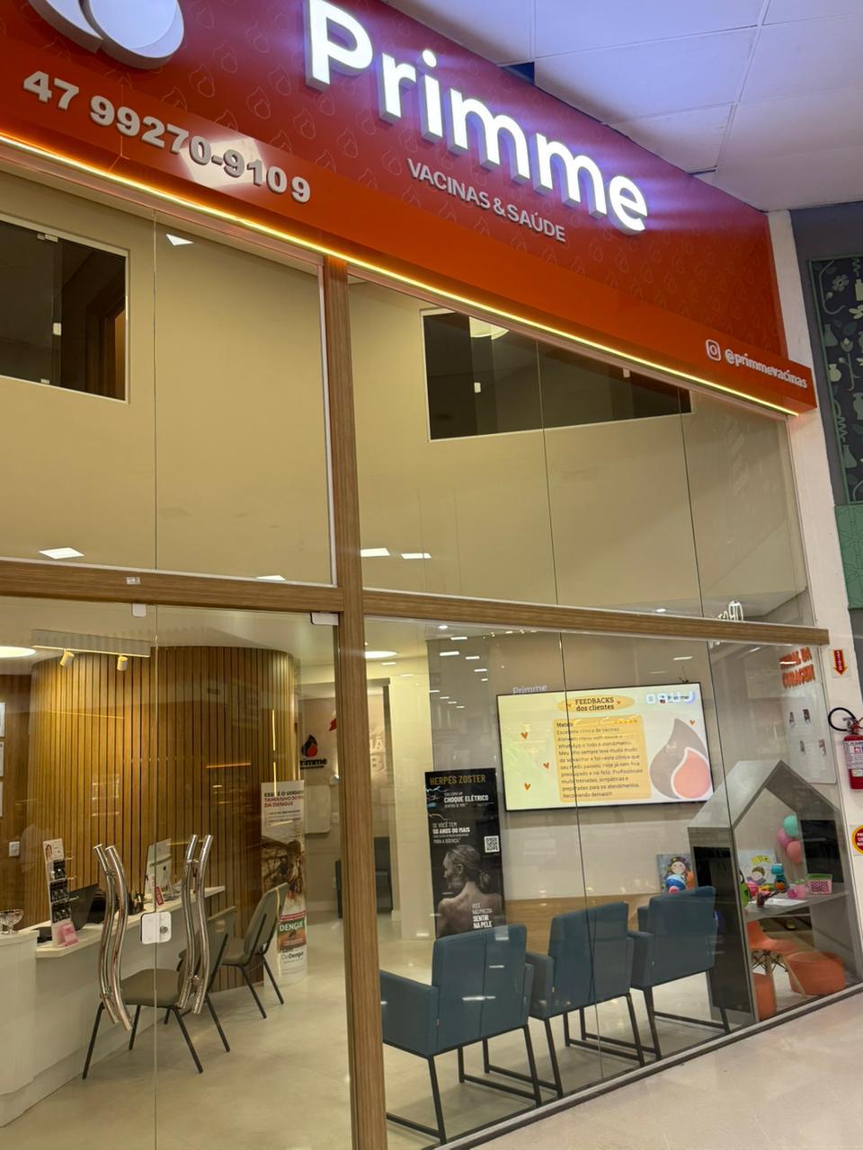 Fachada Primme Vacinas - Área de Espera